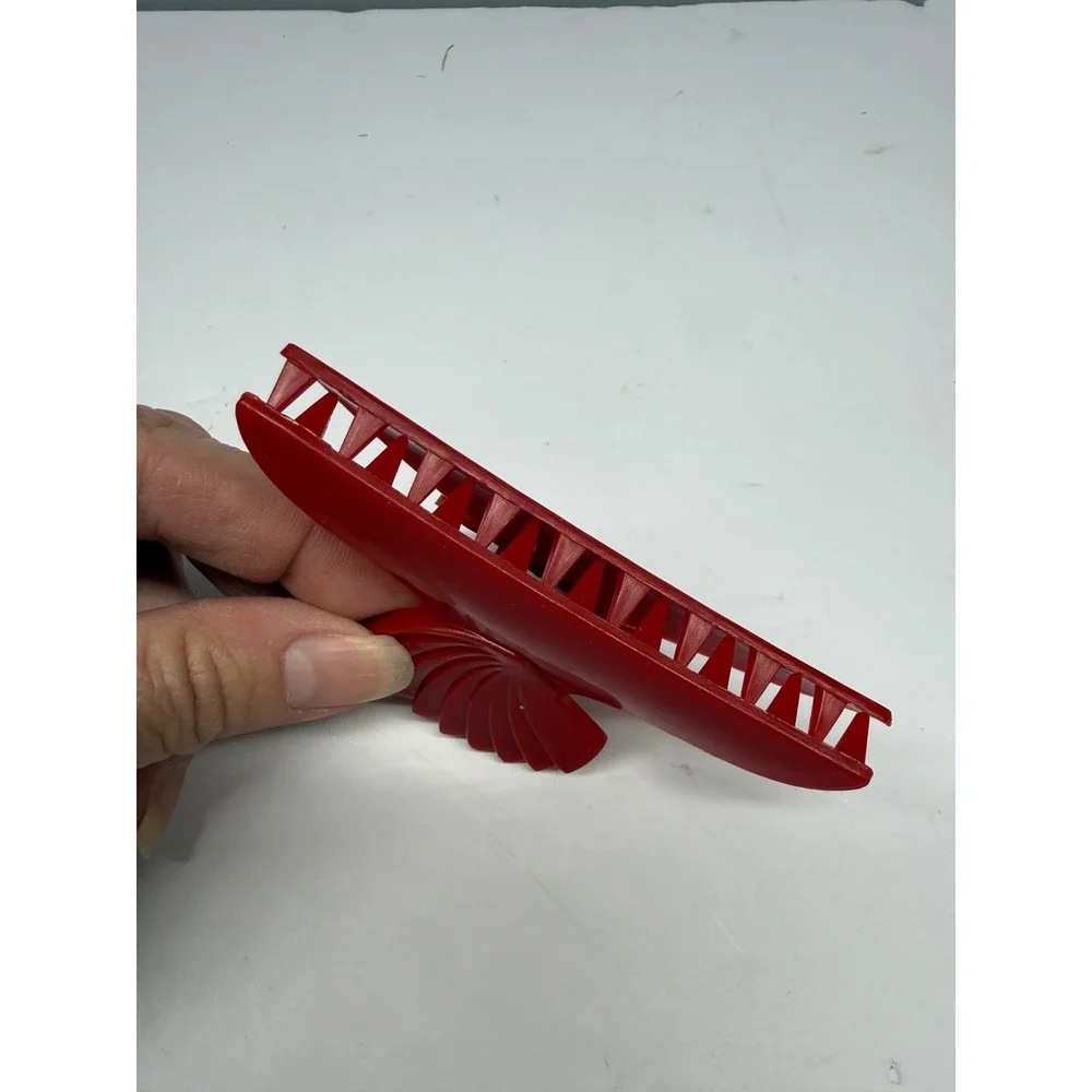 Vintage Red Shell Hair Claw Clip Large Plastic Fan Design Retro Accessory